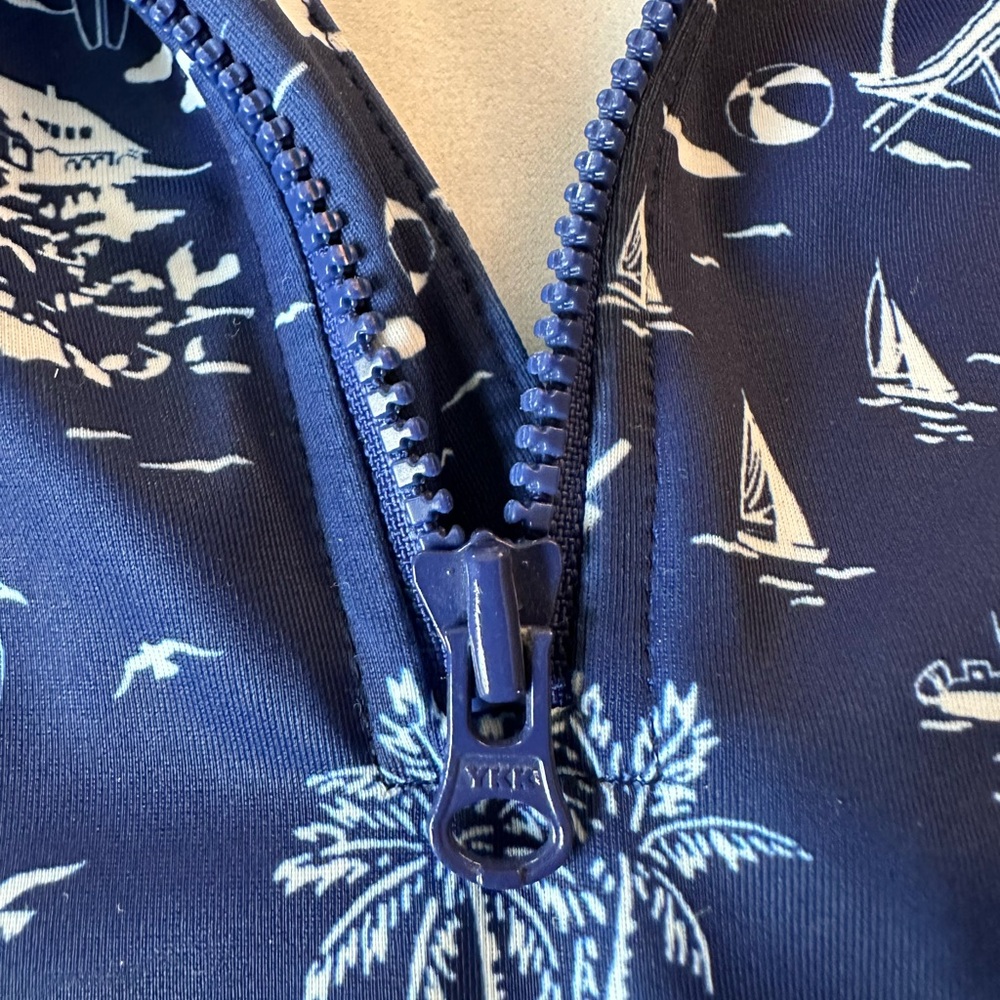 Janie and Jack Blue Toile Rash Guard 12-18M - Picture 3 of 6